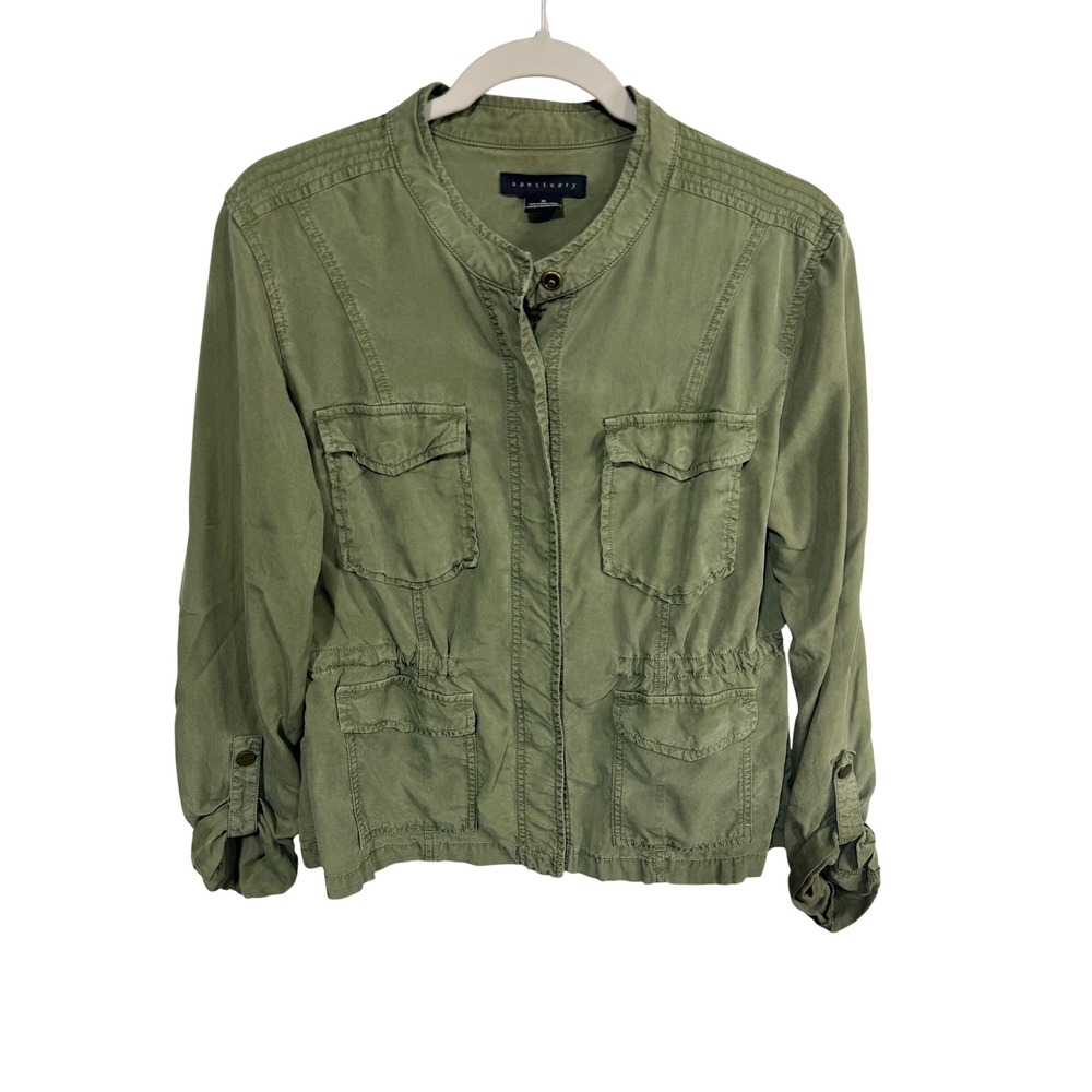 Sanctuary Jacket Military Utility Lightweight Women's Size M Green Safari Boho